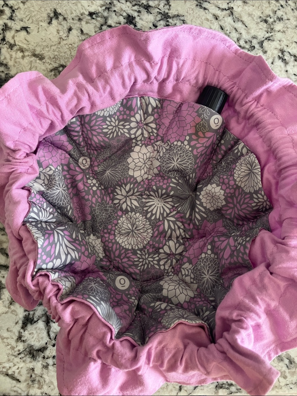 Doterra Pink and Gray Floral Drawstring Pouch